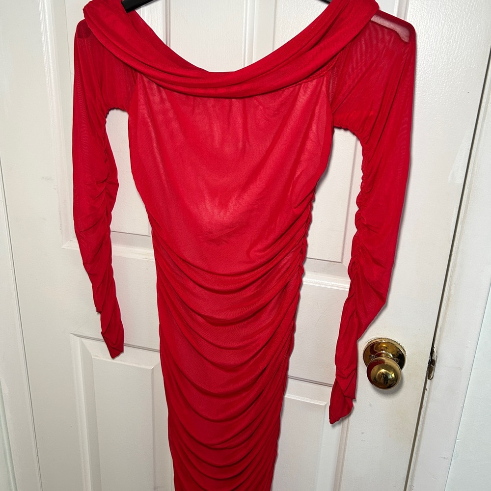 NWOT Elegant Red Long Sleeve Dress